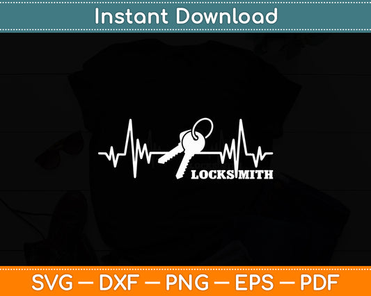 Locksmith Lock Heartbeat Vintage Retro Svg Digital Cutting File