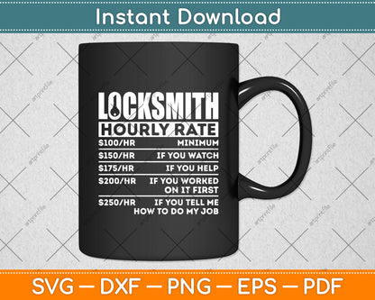 Locksmith Hourly Rates Funny Lock Picker Labor Worker Svg Digital Cutting File