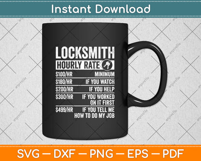 Locksmith Lock Picking Locksmith Hourly Rate Funny Svg Digital Cutting File