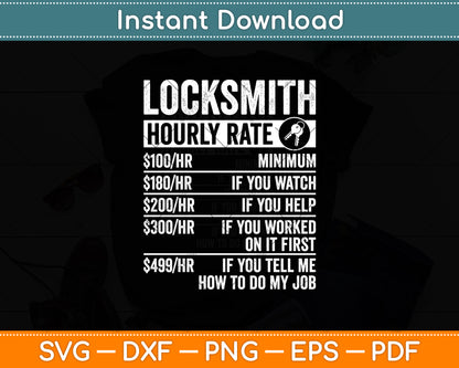 Locksmith Lock Picking Locksmith Hourly Rate Funny Svg Digital Cutting File