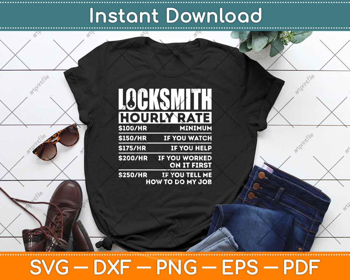 Locksmith Hourly Rates Funny Lock Picker Labor Worker Svg Digital Cutting File