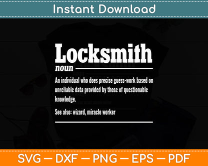 Locksmith Noun Key Maker Lock Picker Technician Locksmithing Svg Digital Cutting File