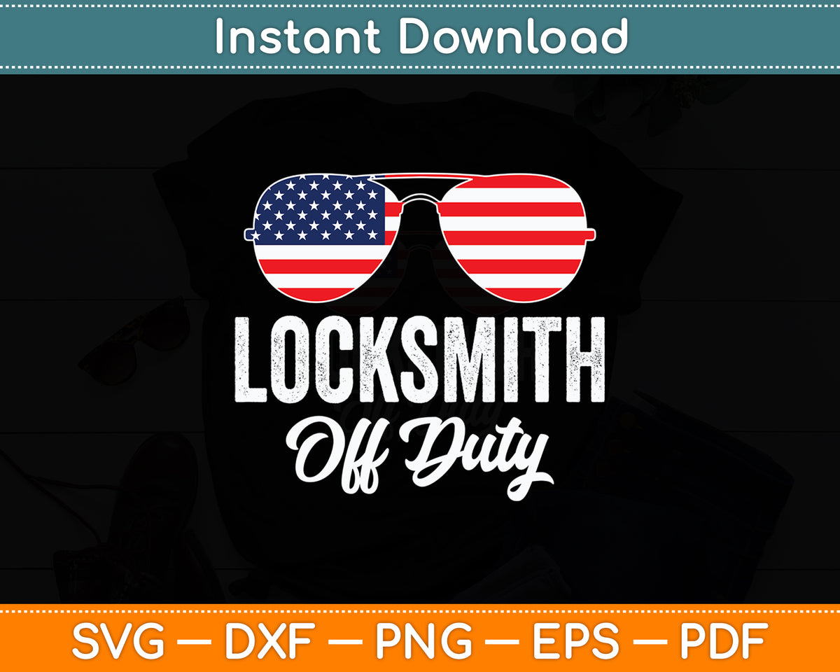 Locksmith Off Duty American Flag Sunglasses Svg Digital Cutting File