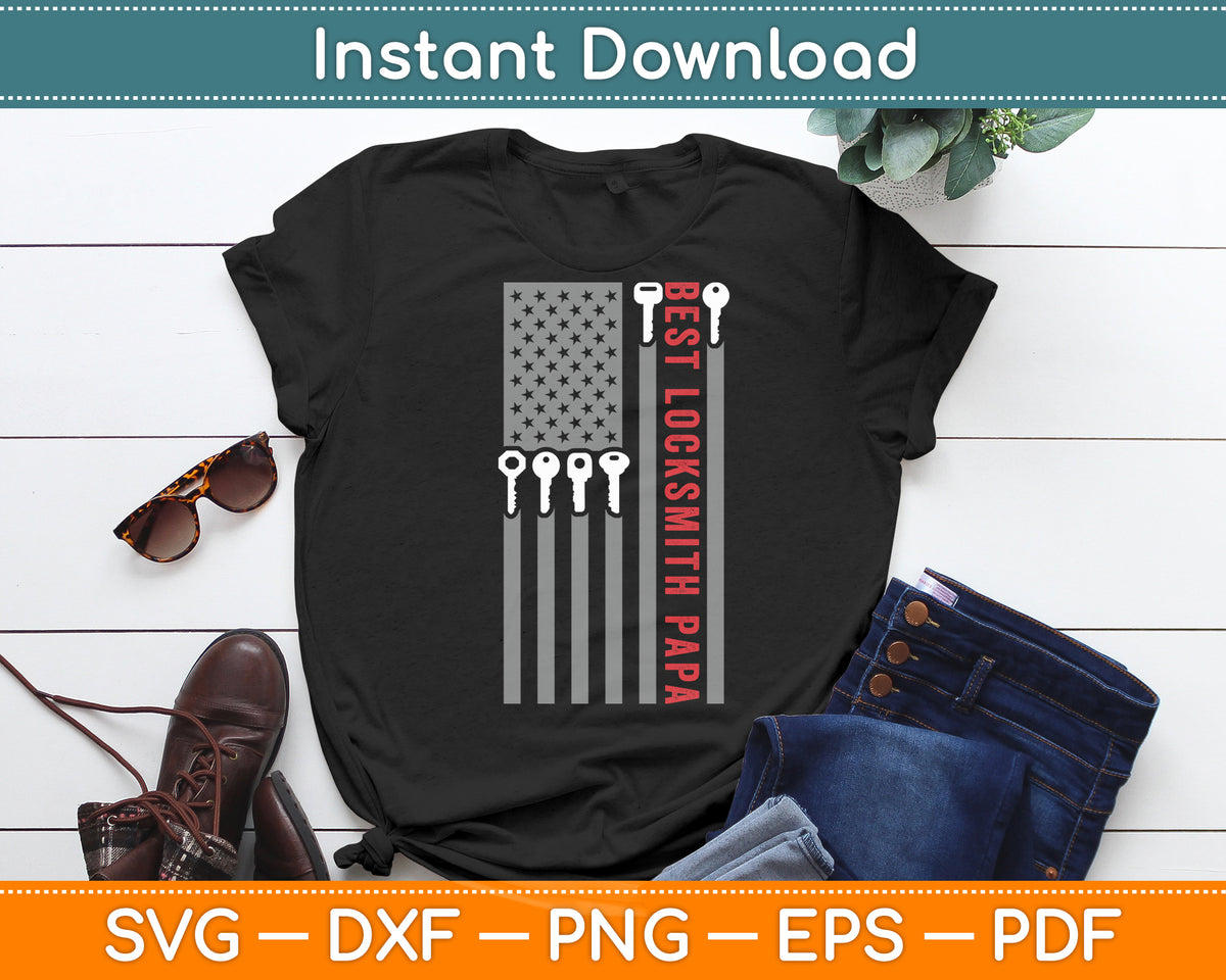 Locksmith Papa American Flag Locksmith Lock Pick Key Svg Digital Cutting File