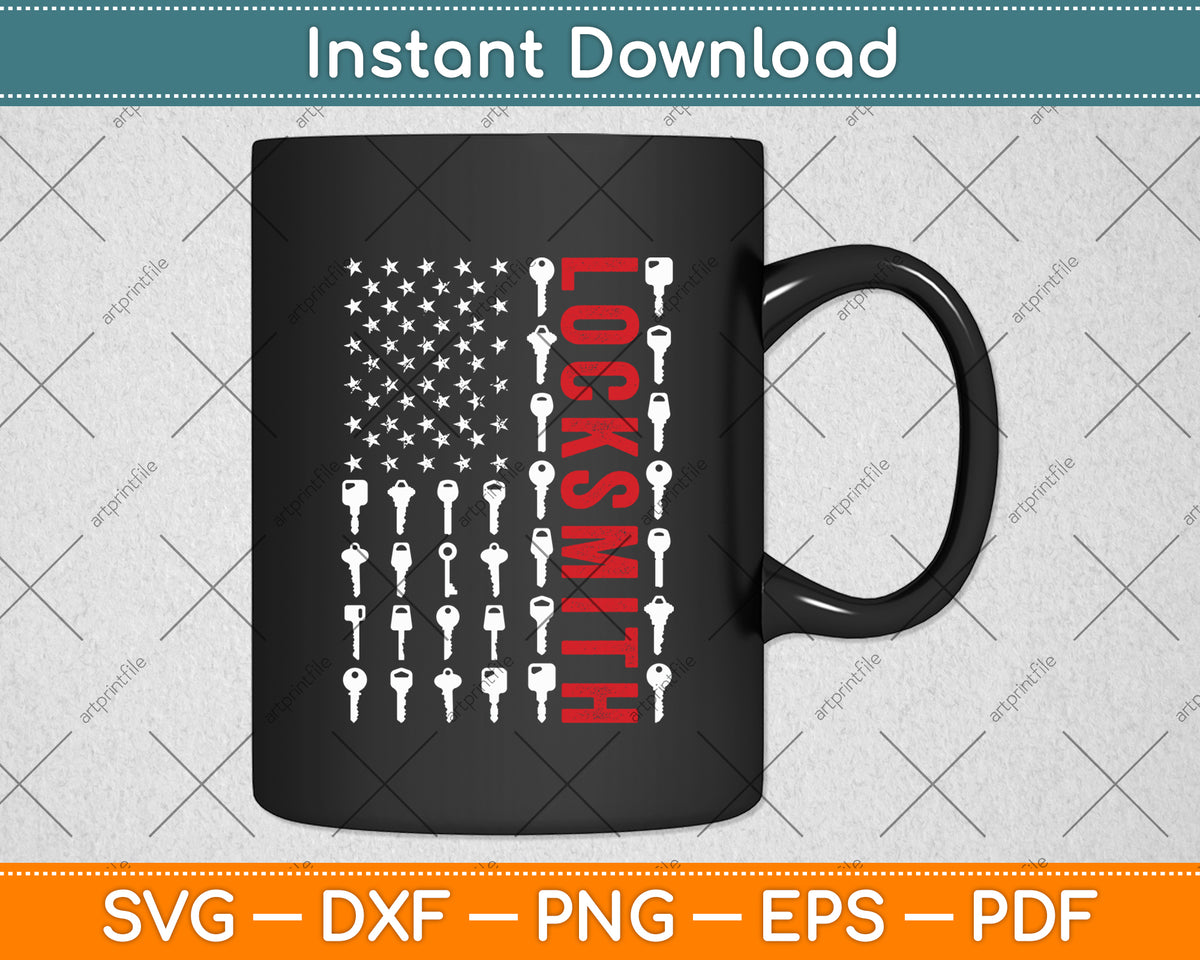 Locksmith Professional Lock Picker American Flag Svg Digital Cutting File