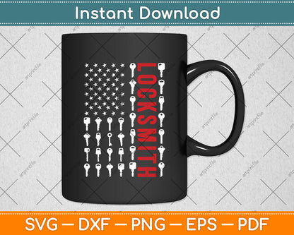 Locksmith Professional Lock Picker American Flag Svg Digital Cutting File