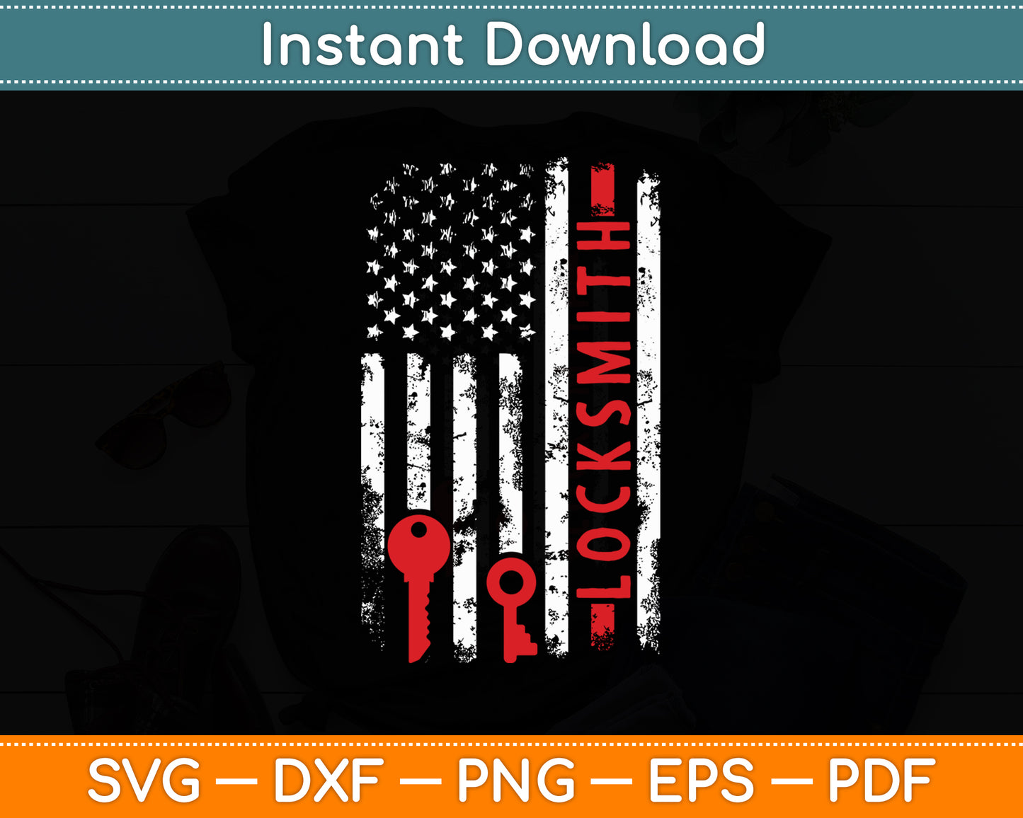 American Flag Locksmith Professional Lock Picker Funny Svg Digital Cutting File