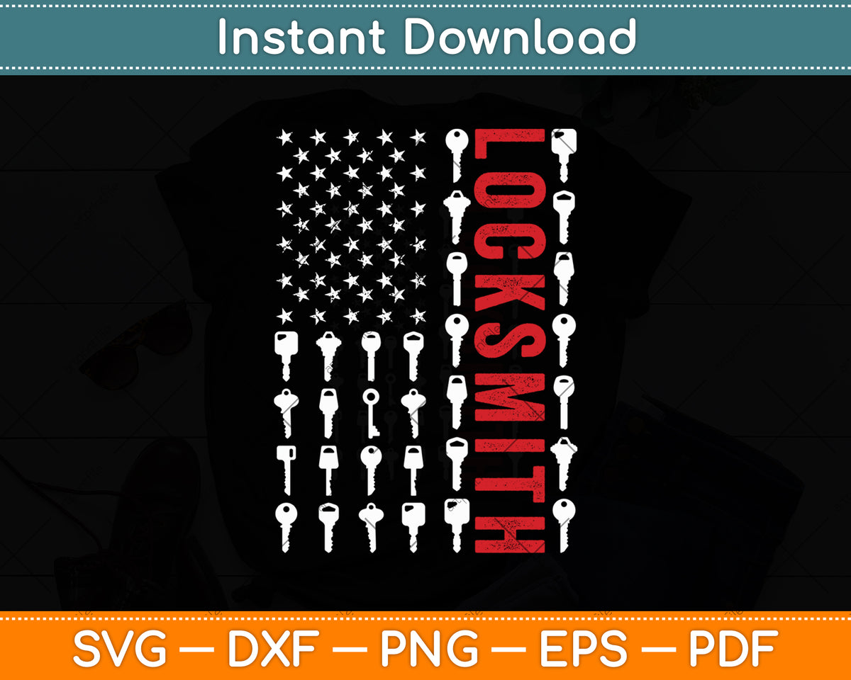 Locksmith Professional Lock Picker American Flag Svg Digital Cutting File