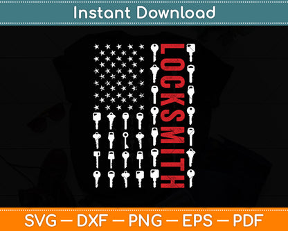 Locksmith Professional Lock Picker American Flag Svg Digital Cutting File