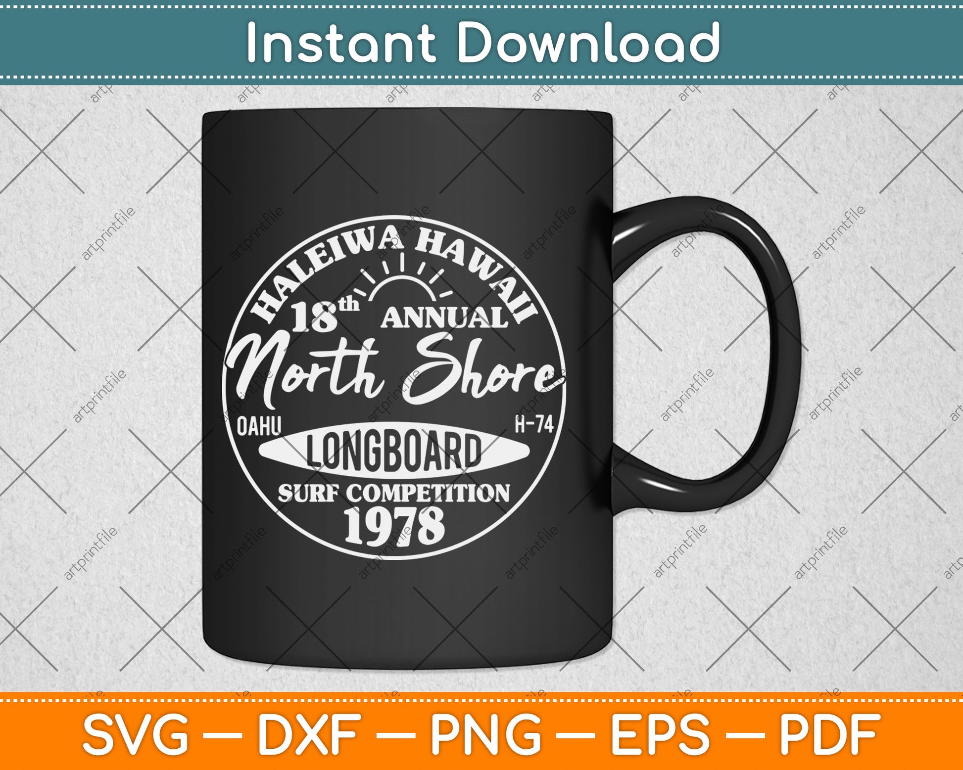 Long Board North Shore Surf Vintage Hawaii Beach Svg Digital Cutting File
