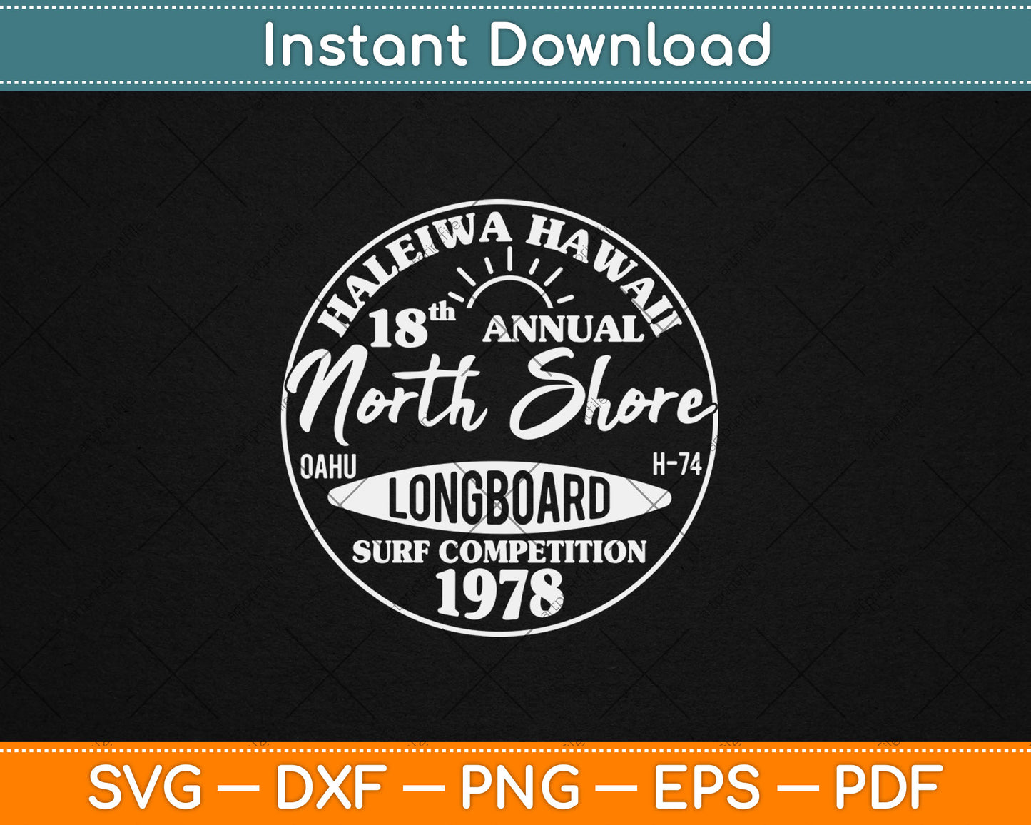 Long Board North Shore Surf Vintage Hawaii Beach Svg Digital Cutting File