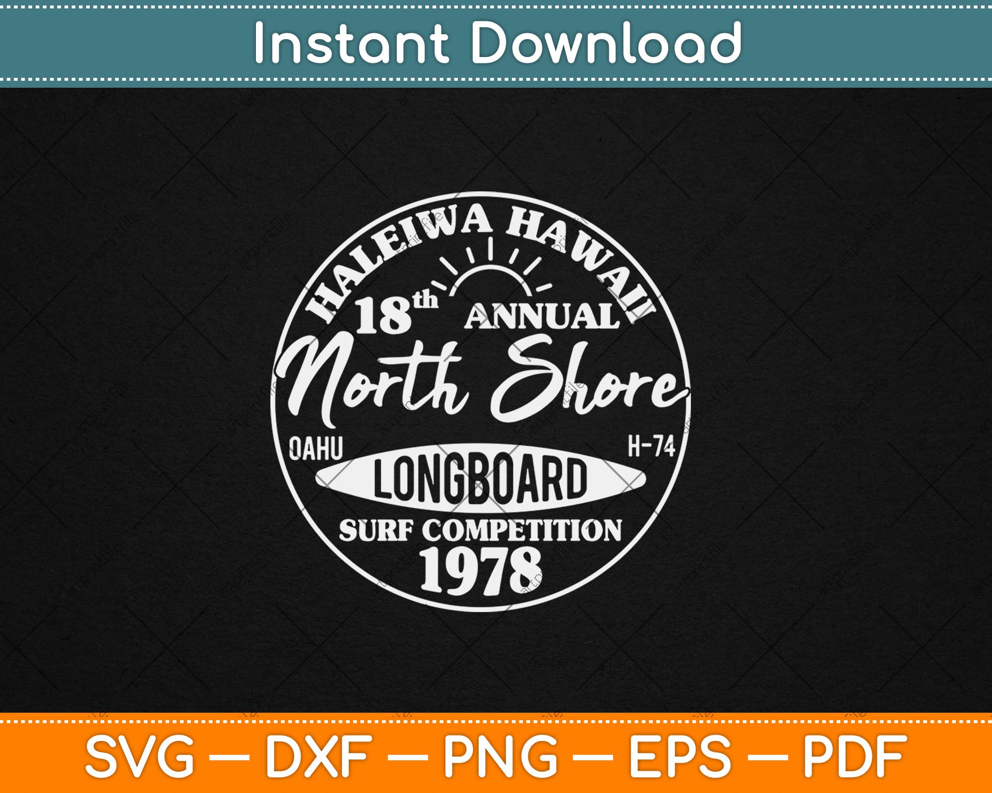 Long Board North Shore Surf Vintage Hawaii Beach Svg Digital Cutting File