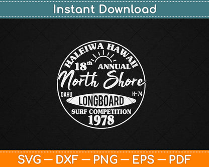 Long Board North Shore Surf Vintage Hawaii Beach Svg Digital Cutting File