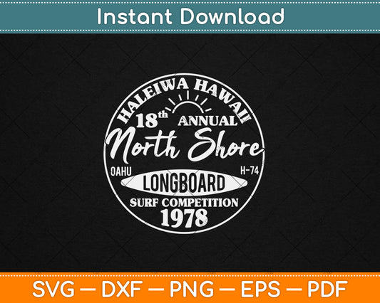 Long Board North Shore Surf Vintage Hawaii Beach Svg Digital Cutting File