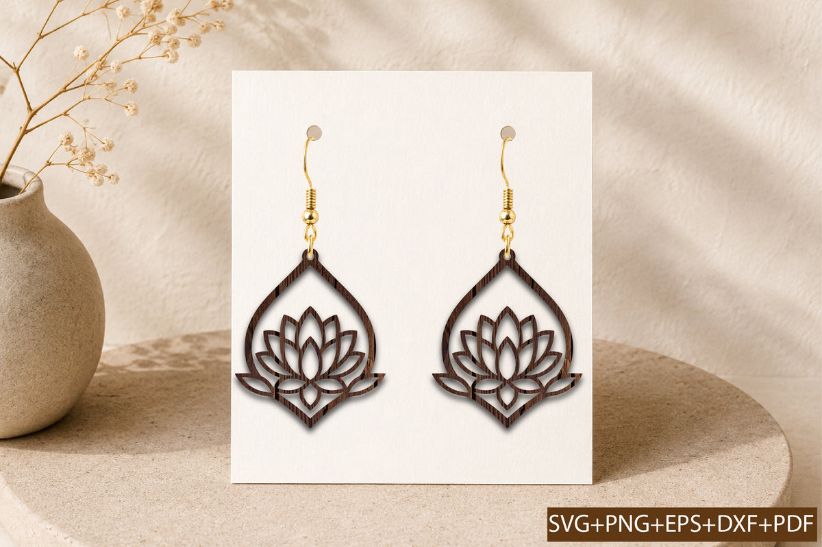 Lotus Blossom Earrings SVG
