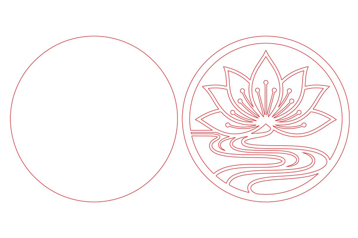 Lotus Flower Round Laser Cut SVG