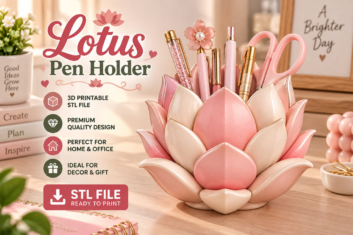 Lotus Pen Holder 3D STL File