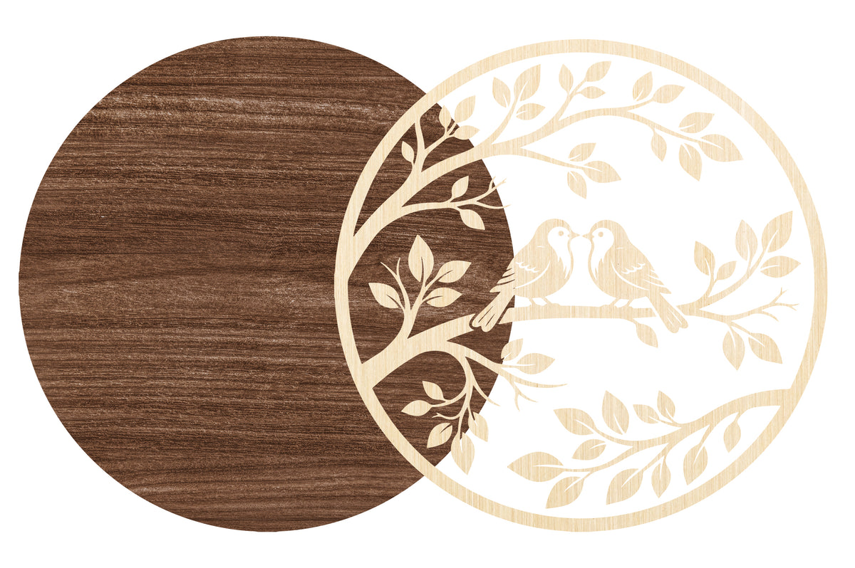 Love Birds Branch Laser Cut SVG