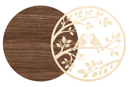 Love Birds Branch Laser Cut SVG