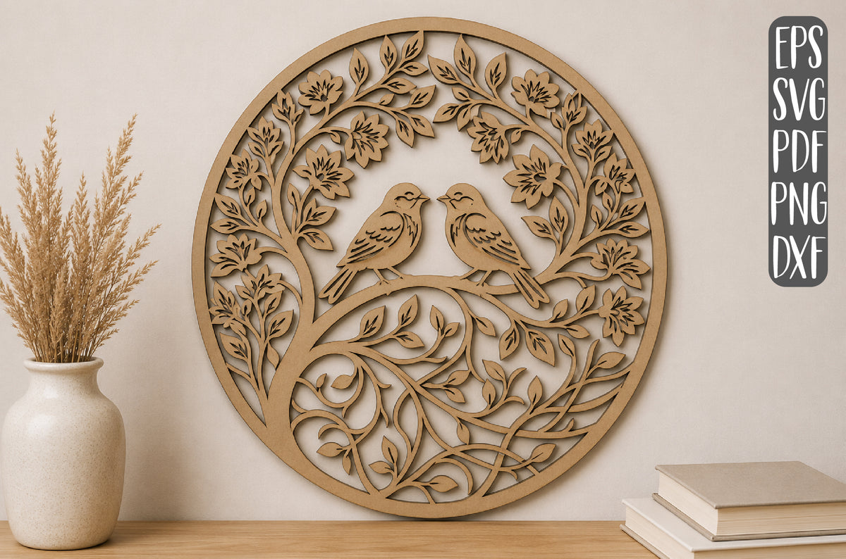 Love Birds Floral Layered Laser Cut SVG