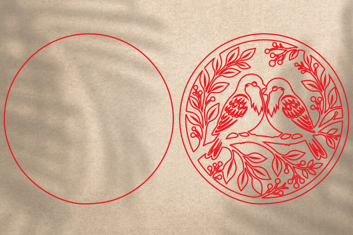 Love Birds SVG | Romantic Birds Floral Laser Cut Design