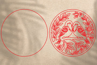 Love Birds SVG | Romantic Birds Floral Laser Cut Design