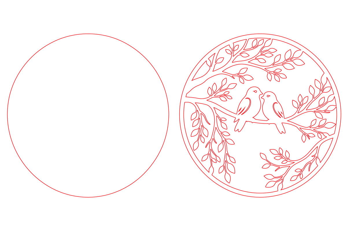 Love Birds Round Laser Cut SVG