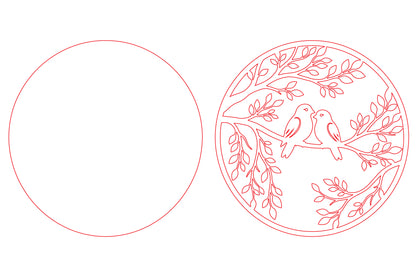 Love Birds Round Laser Cut SVG