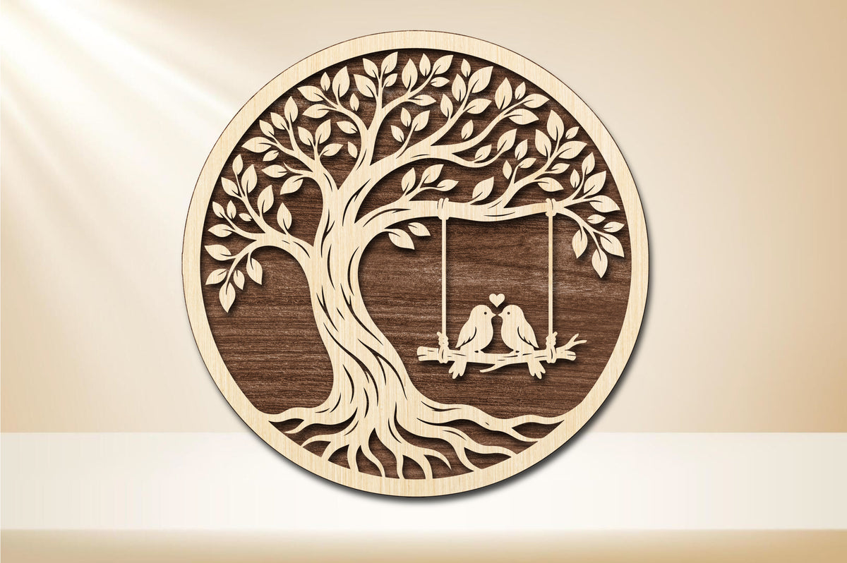 Love Birds Tree of Life Laser Cut SVG