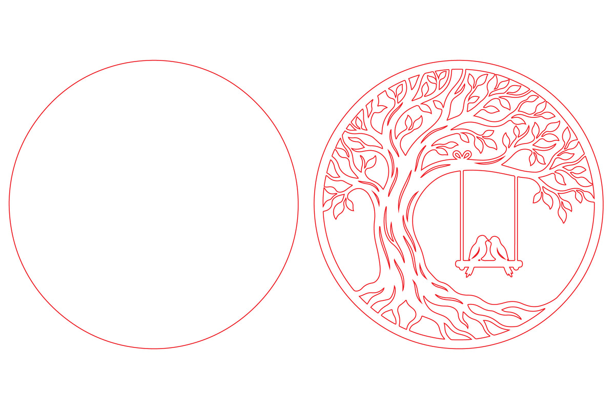 Love Birds Tree Swing Laser Cut SVG
