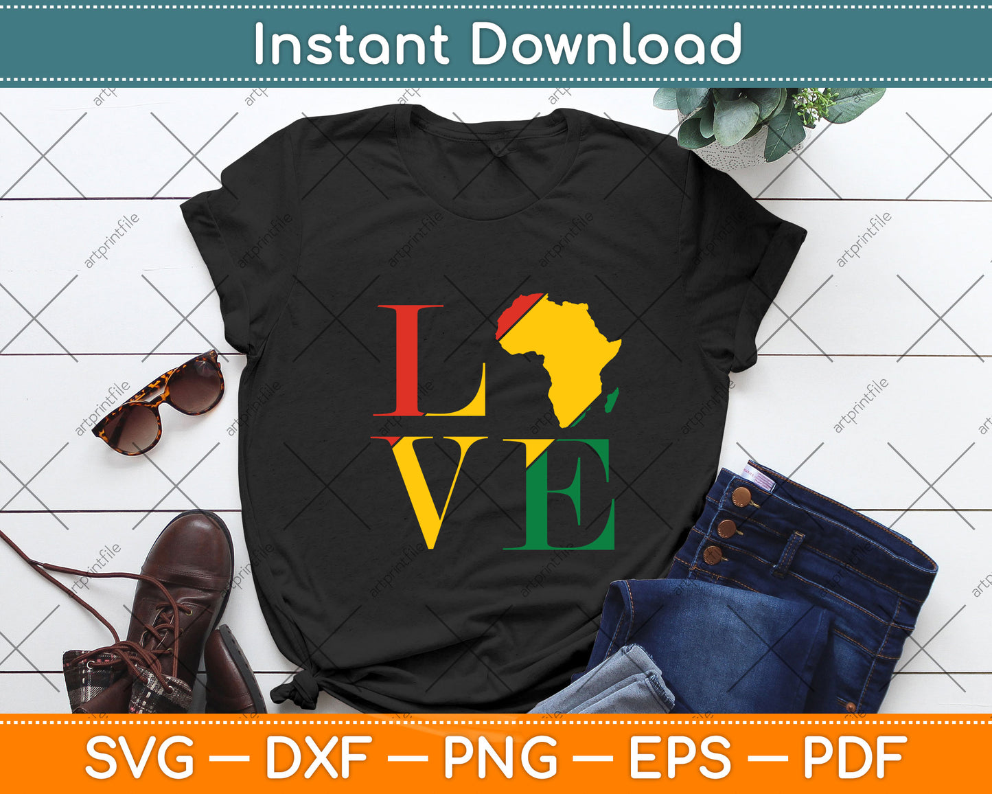 Love Black African American Pride Juneteenth Vintage Svg Png Dxf Digital Cutting File