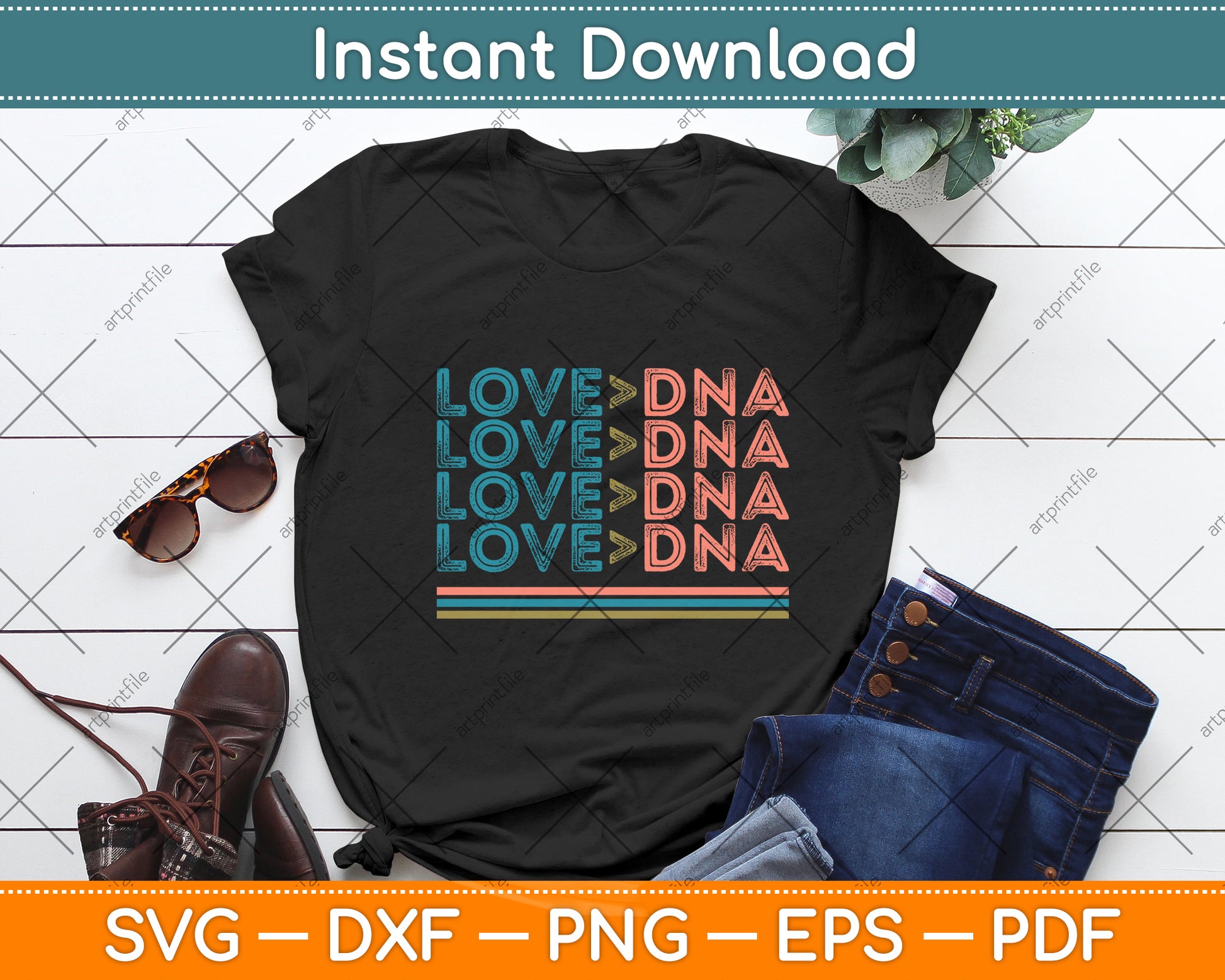 Love Greater DNA Vintage Distressed Svg Digital Cutting File