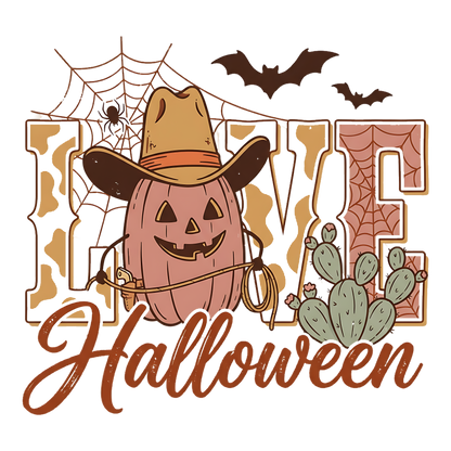 Love Halloween Western Pumpkin PNG Cowboy Pumpkin Spooky Design