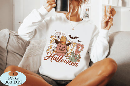 Love Halloween Western Pumpkin PNG Cowboy Pumpkin Spooky Design