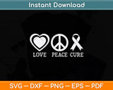 Love Peace Cure Breast Cancer Awareness Svg Png Dxf Digital Cutting File