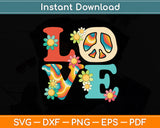 Love Peace Sign 60's 70's Costume Party Outfit Groovy Hippie Svg Digital Cutting File