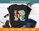 Love Peace Sign 60's 70's Costume Party Outfit Groovy Hippie Svg Digital Cutting File