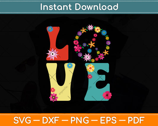 Love Peace Sign Svg Png Dxf Digital Cutting File
