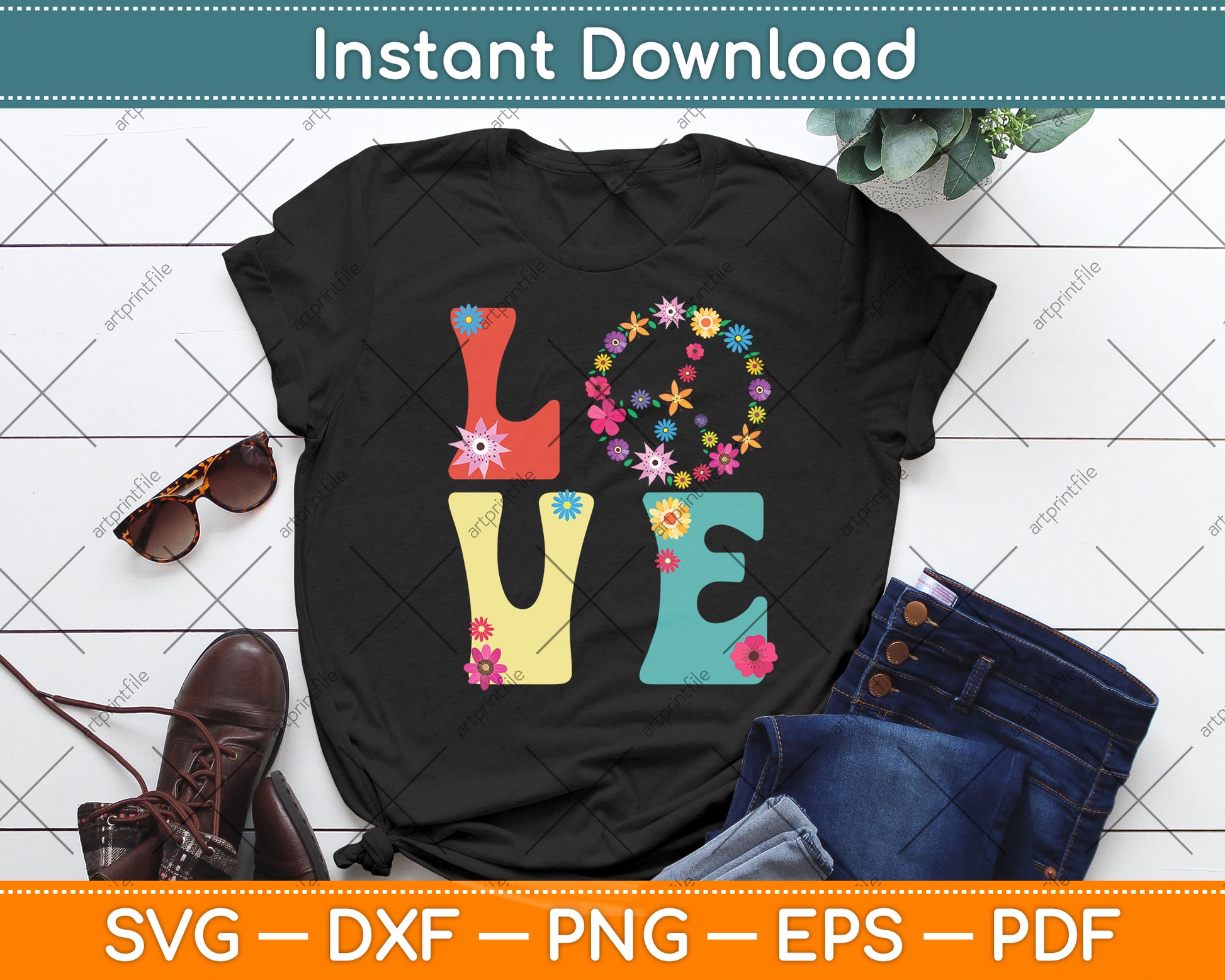Love Peace Sign Svg Png Dxf Digital Cutting File