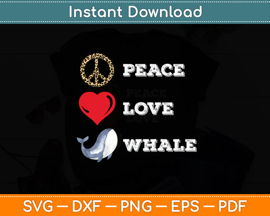 Love Peace White Beluga Whale Arctic Whale Ocean Mammals Svg Digital Cutting File