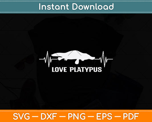 Love Platypus Heart Beat Svg Png Dxf Digital Cutting File