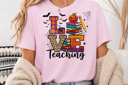 Halloween Teaching PNG Teacher School Spooky Books Pumpkin Pencil Sublimation Design