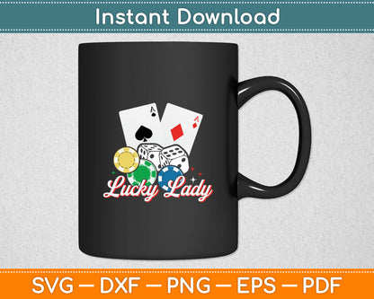 Lucky Lady Poker Player Gambling Casino Gambler Svg Digital Cutting File
