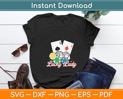 Lucky Lady Poker Player Gambling Casino Gambler Svg Digital Cutting File