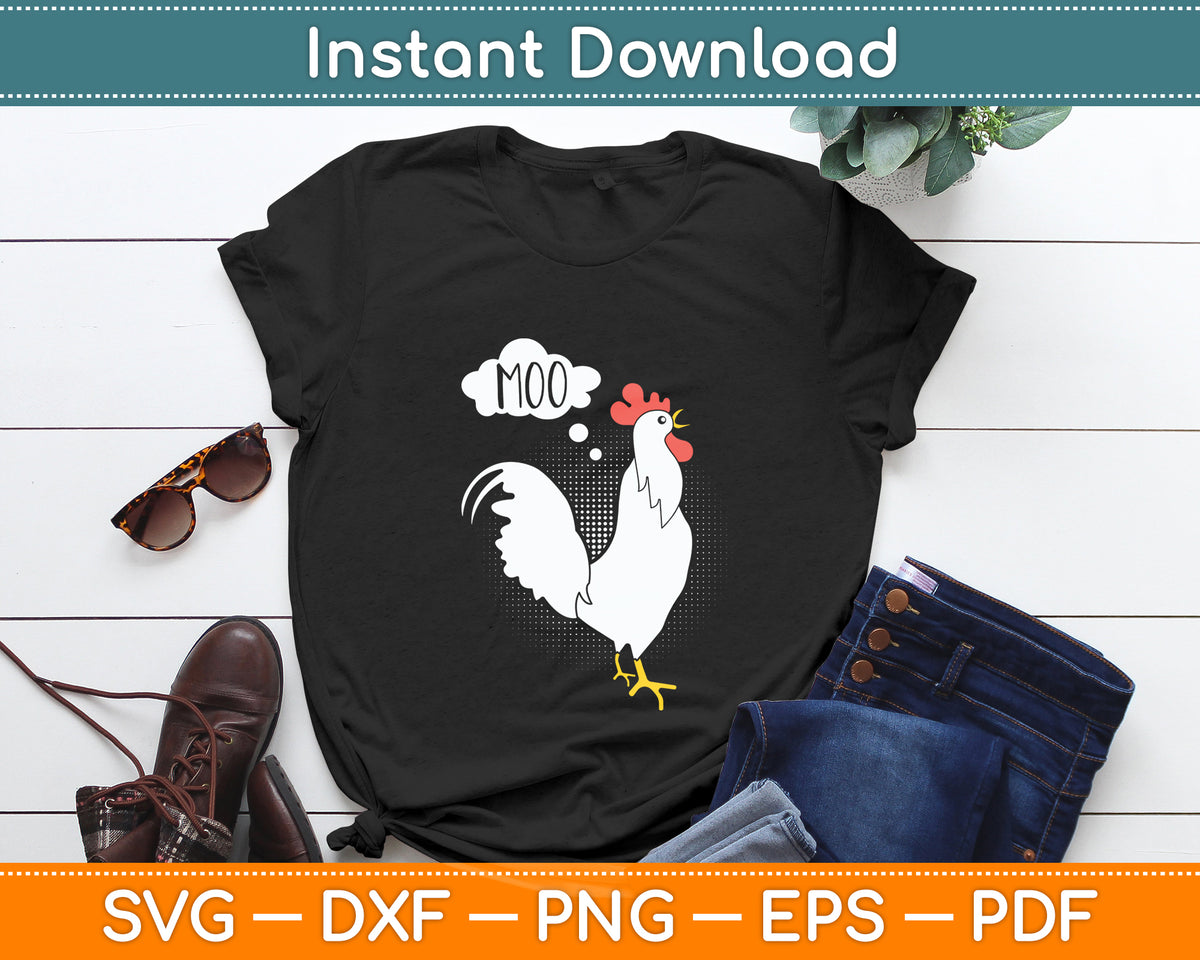 MOO Cow Chicken Humor Funny Svg Png Dxf Digital Cutting File
