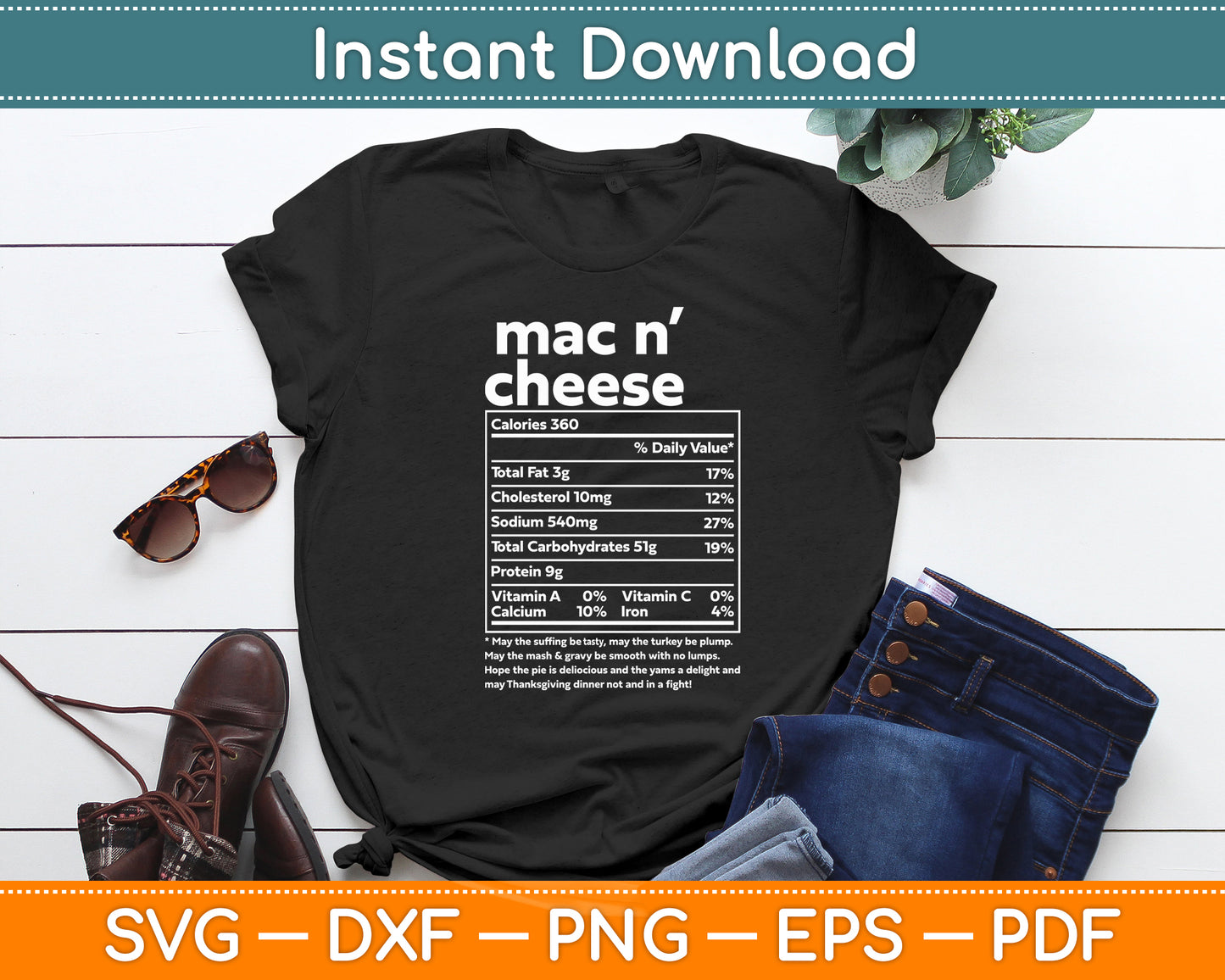 Mac N Cheese Nutritional Facts Thanksgiving Christmas Svg Digital Cutting File