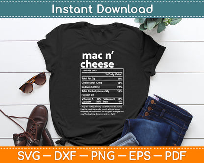 Mac N Cheese Nutritional Facts Thanksgiving Christmas Svg Digital Cutting File
