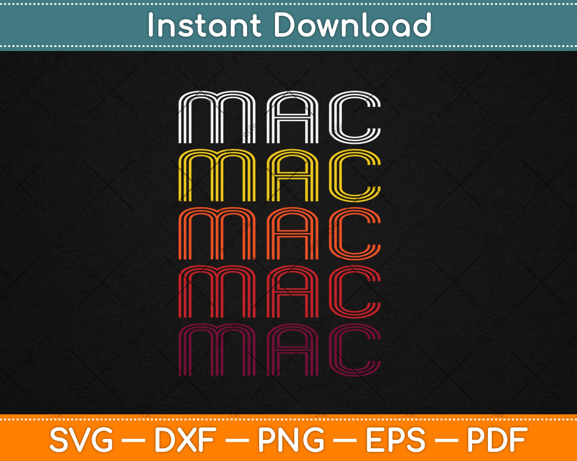 Mac Retro Wordmark Pattern Vintage Style Svg Digital Cutting File