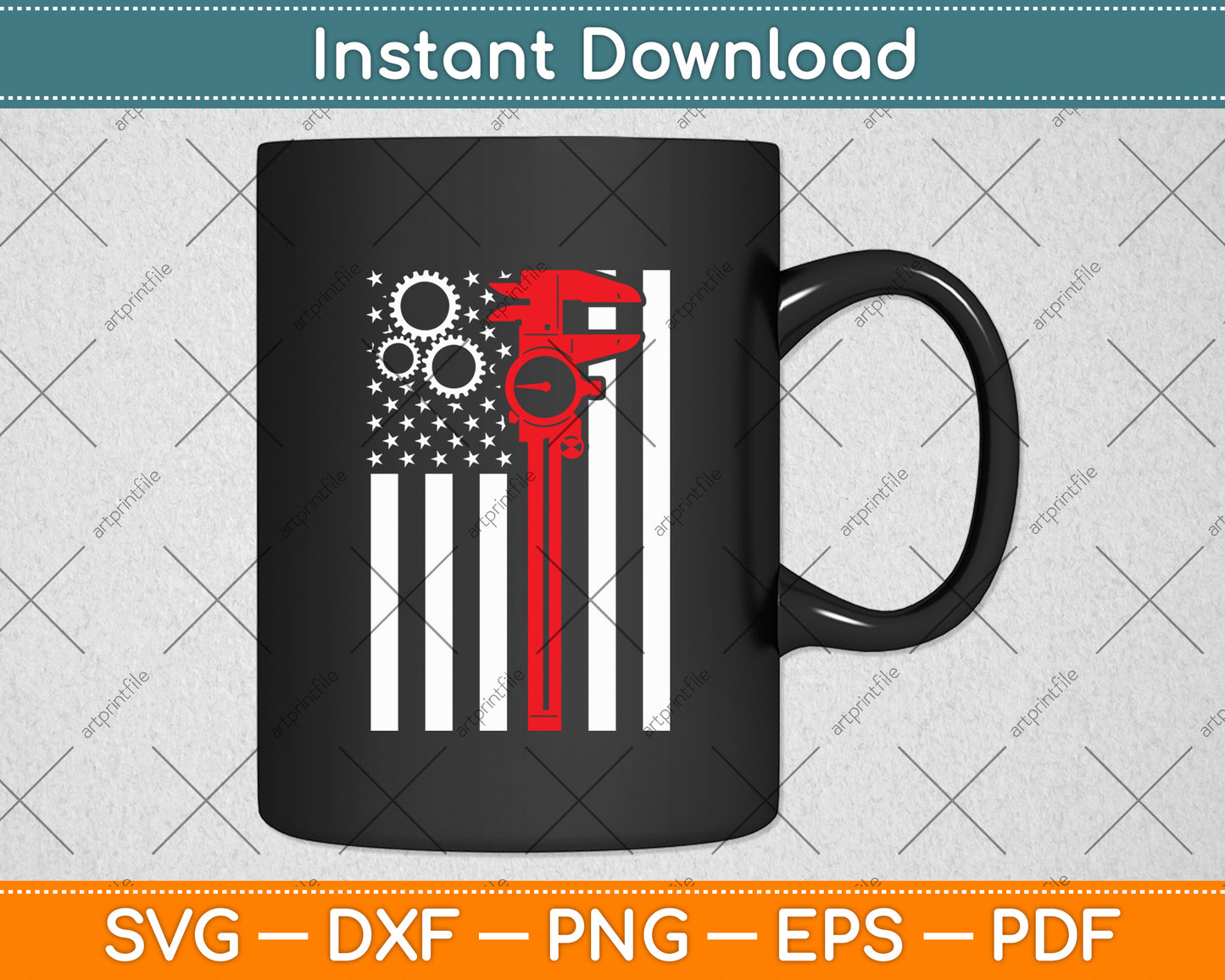 Mechanic Tools - American Flag Machinist Machine Operator Svg Digital Cutting File