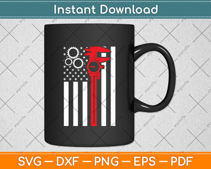 Mechanic Tools - American Flag Machinist Machine Operator Svg Digital Cutting File